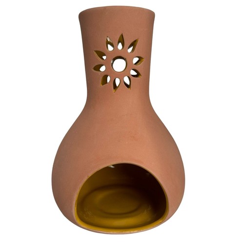 Terra cotta ceramic candle - ceramic,